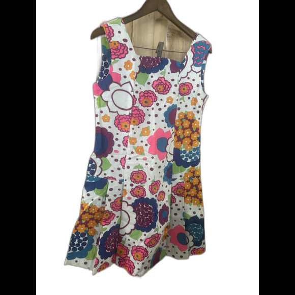 True Vintage 70s Flower Power Skort Dress Talon Zip - Picture 1 of 7